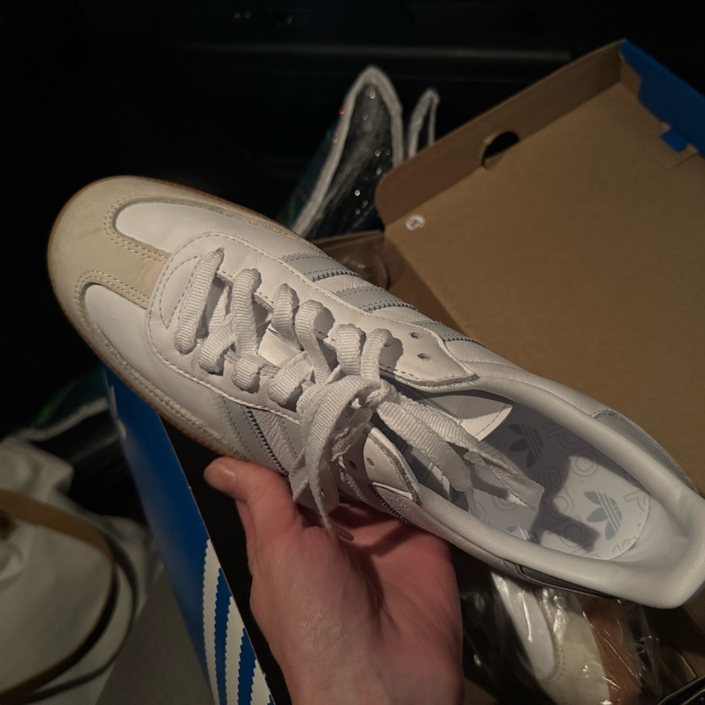 Adidas Samba OG Sneakers - White, Off-White, & Halo Blue - Picture 6 of 8